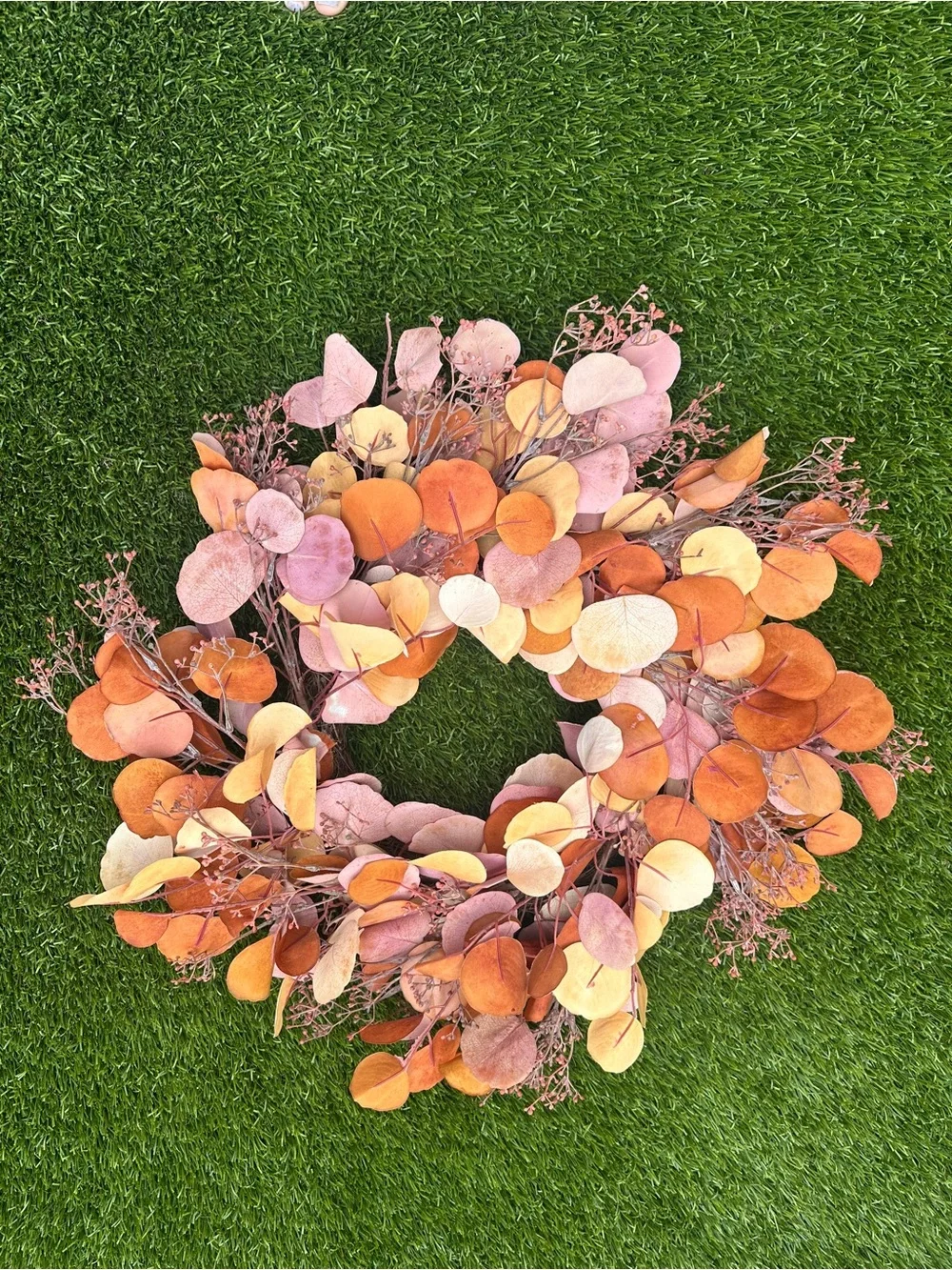 Autumn Meadow Pink & Orange Eucalyptus Wreath - Home Holiday